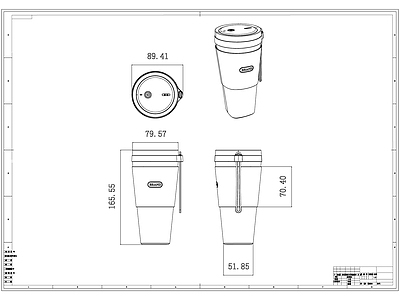 水杯线稿图设计 施工图 平面图块