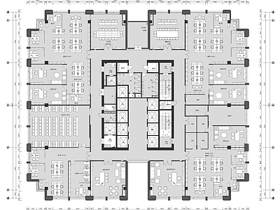 5A整层办公室平面布置图 施工图