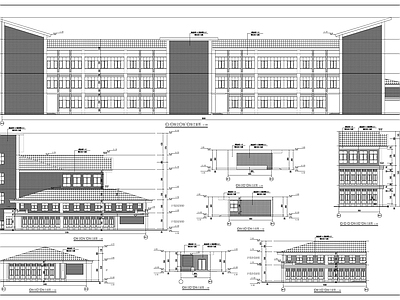 现代新中式风格三层高级幼儿园建施图 施工图