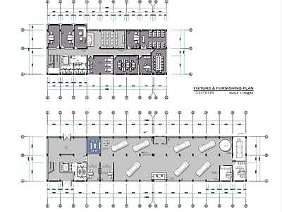 1200㎡两层汽车4S展厅办公室平面布置图 施工图