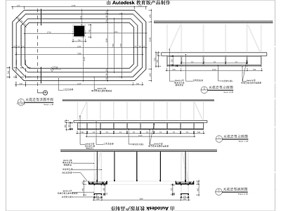 环形方管吊顶节点大样图 施工图