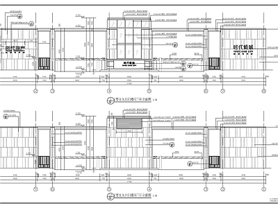 现代小区入口大门 楼 施工图