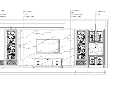 两款中式电视背景墙 施工图