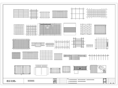 现代景观廊架 架 长廊 廊亭 施工图