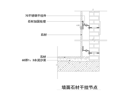 墙面石材干挂节点 施工图