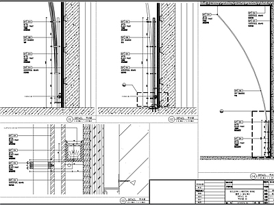 竹条墙面及投影幕布挂法详图 施工图