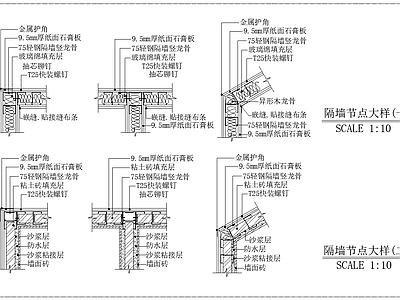 75系列轻钢龙骨隔墙剖面详图 施工图