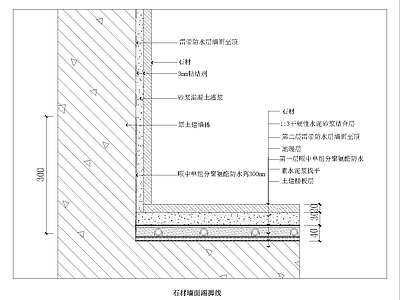 石材墙面踢脚线大样图 施工图