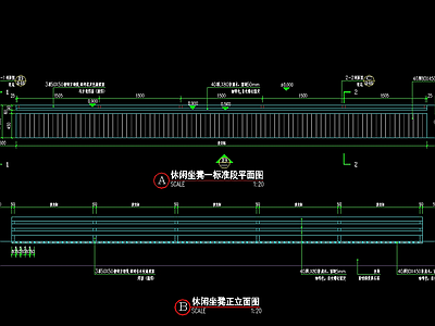 休闲防腐木座凳 施工图