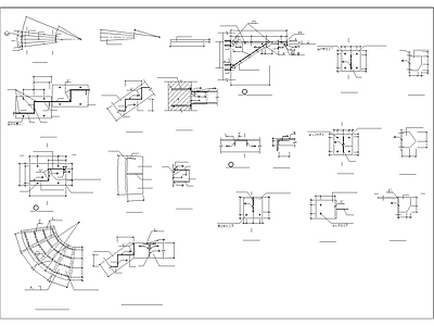 旋转楼梯平面节点详图 螺旋剖面 施工图