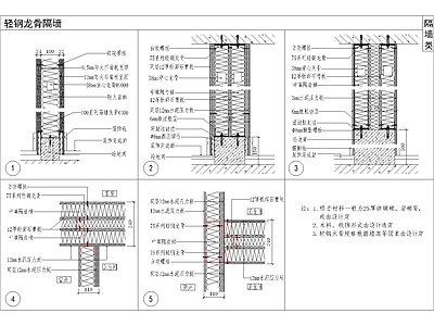 室内通用节点 地面 墙面 天 隔墙等 施工图