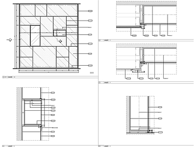 木饰面拼花墙身节点大样图 施工图