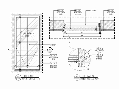 原建筑窗包木饰面窗套施工详图 施工图