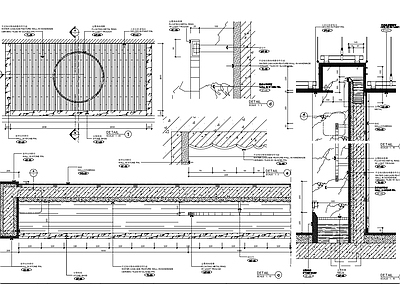 瓷磚瀑布特色牆及墙身节点图 施工图