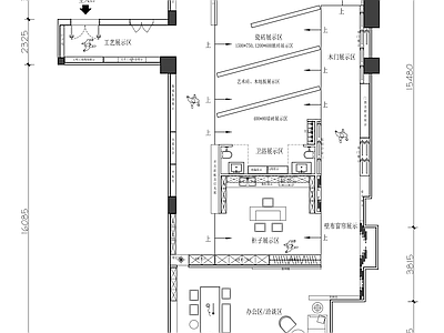 装饰公司材料展厅平面图 施工图