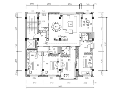 自建房大平层平面图 施工图