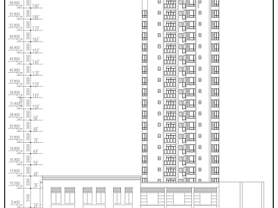 十九层沿街二梯六户商住楼建筑方案图 施工图