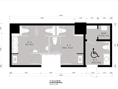 公共卫生间布局图 施工图