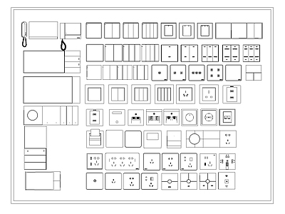 现代开关插座 移动轨道插座 配电箱 弱电箱 施工图