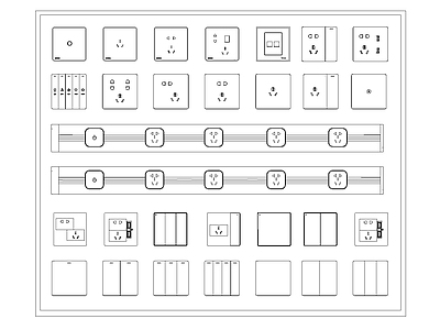 现代开关插座 移动轨道插座 施工图