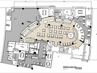 1000㎡自助餐厅平面布置图 施工图