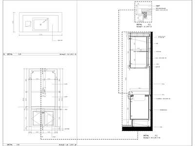 操作柜洗手台大样图 施工图