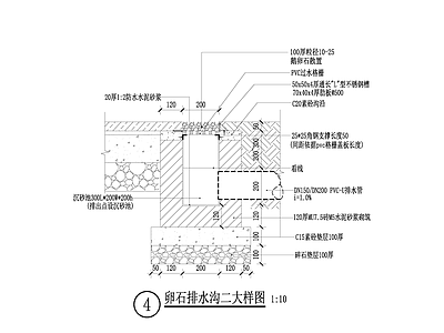 卵石排水沟大样图 施工图