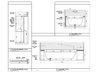 小便斗隔断 浴缸大样图 施工图
