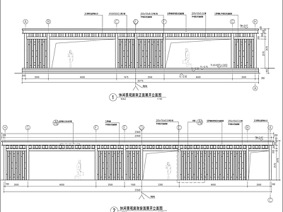 休闲景观廊架平面图立面图 施工图