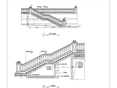 景观台阶立面图详图 施工图