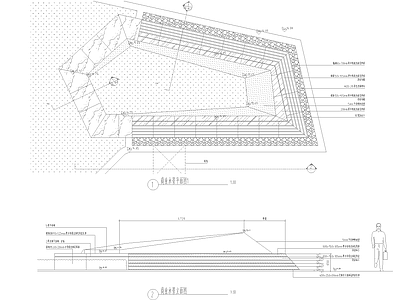 商业街异形折线钢板花基跌水池 施工图