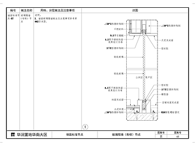 有框玻璃隔墙节点大样 施工图