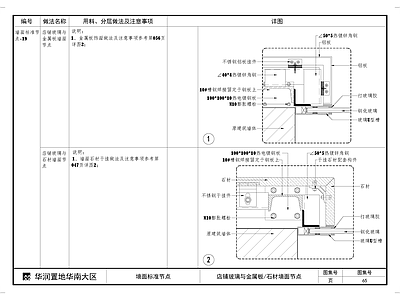 店铺玻璃与金属板石材墙面节点 施工图