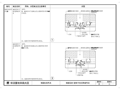 墙面石材瓷砖干挂沉降缝节点 施工图