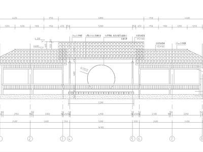 新中式廊洞双坡屋面廊架 施工图