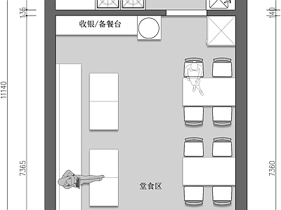 粉面店快餐自助餐餐饮店平面 平面图