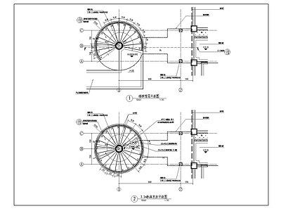 旋转楼梯详图平面图立面图 施工图