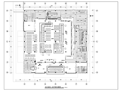 5000平4层大学食堂布局平面图 施工图