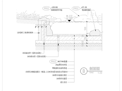 自然式水池详图 施工图