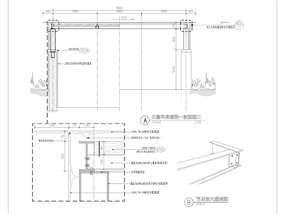 公寓车库廊架地下车库入口廊架做法 施工图