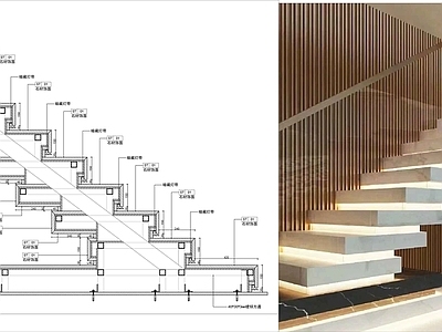 叠级楼梯节点图 施工图