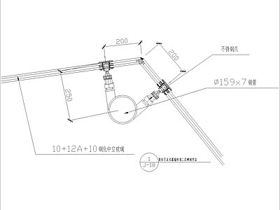 报告厅点式幕墙转角二层横剖节点 施工图