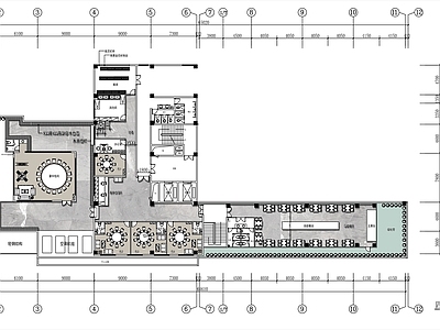 1000㎡高档自助餐厅平面布置图 施工图