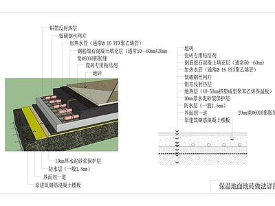 保温地面地砖做法图解与详图 施工图