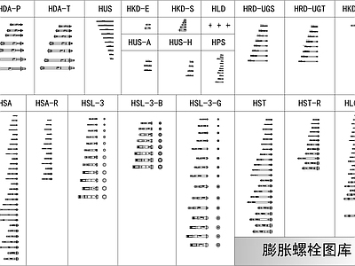 五金膨胀螺栓图库 施工图