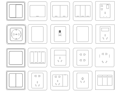 现代开关插座 施工图