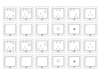 现代开关 插座 施工图