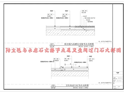 防尘毯与水磨石交接节点及卫生间过门石大样图 00 施工图