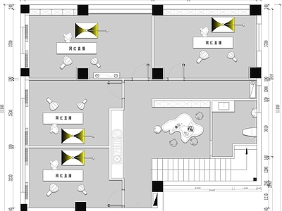 直播间办公室平面 施工图