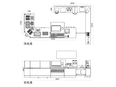 餐厅咖啡柜台平立面图 施工图